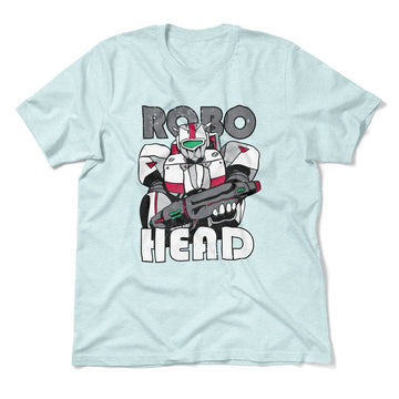 Robo Head Men/Unisex T-Shirt in Heather Ice Blue color